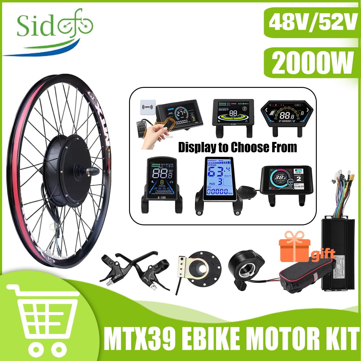 Gearless Hub Motor Conversion Kit 2000W With Display - MTX39 48 فولت/52 فولت 2000 واط