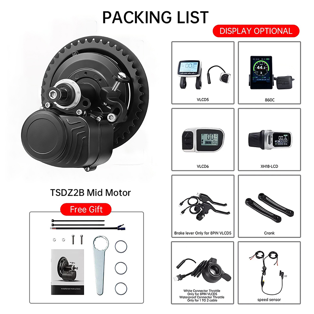 Tongsheng TSDZ2B BB 120 مللي م - مراجعة Torque Sensor Mid Drive Motor Kit وسعره