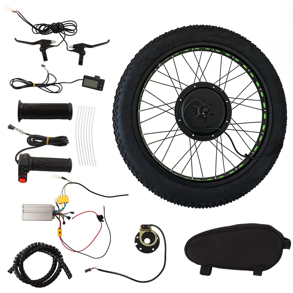 طقم تحويل العجلة الأمامية للدر - مراجعة Fat Tire Electric Bike Conversion Kit 1500W وسعره